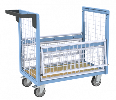 Chariot conteneur grillagé sans toit, 850 x 500 mm