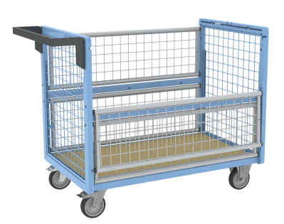 Chariot conteneur grillagé sans toit, 1000 x 600 mm