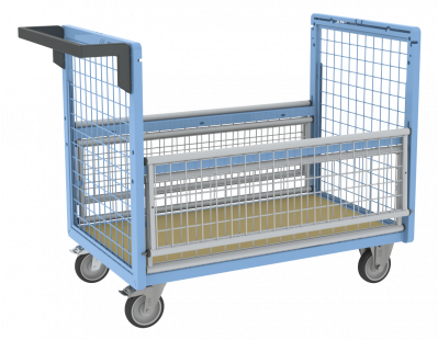 Chariot conteneur grillagé sans toit, 1000 x 600 mm