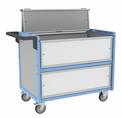Chariot conteneur PP alvéolaire avec toit, 1000 x 600 mm