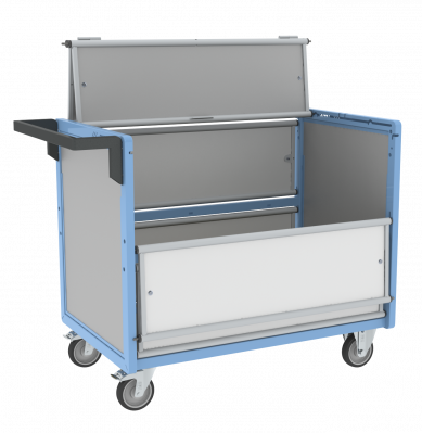 Chariot conteneur PP alvéolaire avec toit, 1000 x 600 mm