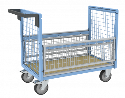 Chariot conteneur grillagé sans toit, 1000 x 600 mm