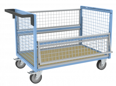Chariot conteneur grillagé sans toit, 1200 x 800 mm