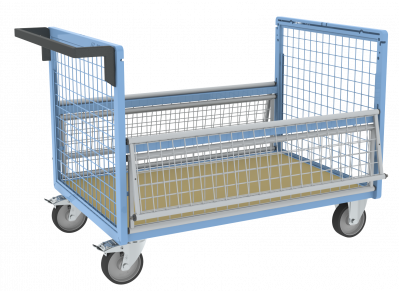 Chariot conteneur grillagé sans toit, 1200 x 800 mm