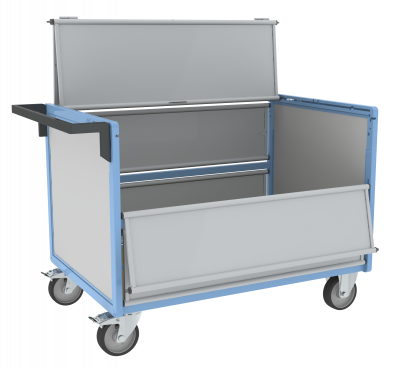 Chariot conteneur PP alvéolaire avec toit, 1200 x 800 mm