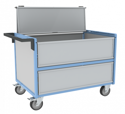 Chariot conteneur PP alvéolaire avec toit, 1200 x 800 mm