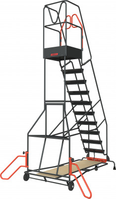 Escabeau de rayonnage 11 marches à immobilisation automatique