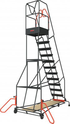 Escabeau de rayonnage 12 marches à immobilisation automatique