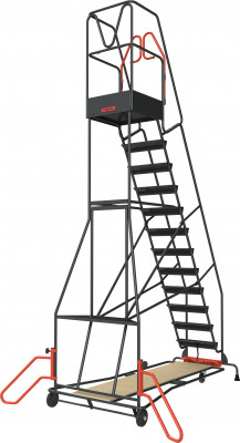Escabeau de rayonnage 13 marches à immobilisation automatique