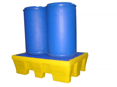 Bac de rétention manutentionnable PEHD 2 fûts, 1200 x 1200 mm, 220 L