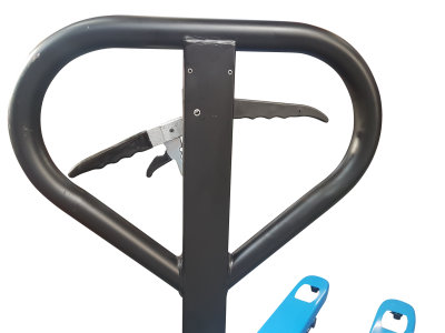 Transpalette manuel avec frein fourches 1150 mm roues caoutchouc et boggies PU