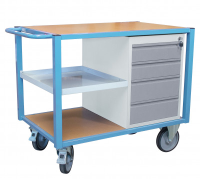 Servante d'atelier équipée 1 bloc tiroirs et 1/2 plateau tôle