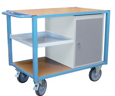 Servante d'atelier équipée 1 bloc porte et 1/2 plateau tôle
