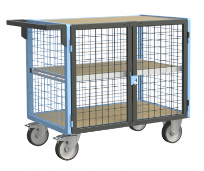 Servante établi équipée, 2 portes grillagées verrouillables