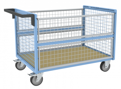 Chariot conteneur grillagé sans toit, 1200 x 800 mm