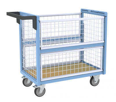 Chariot conteneur grillagé sans toit, 850 x 500 mm
