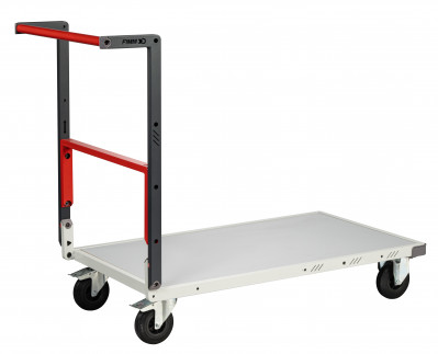 Chariot monté dossier repliable 1000 x 600 mm plateau mélaminé roues CC 
