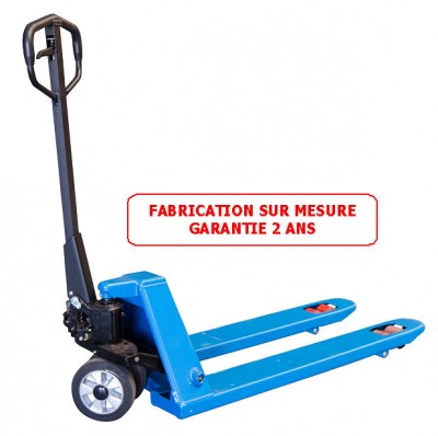 Transpalette manuel - fourches 1500 mm roues caoutchouc et boggies PU