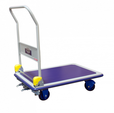 Chariot dossier repliable Prestar® avec frein plateau tôle antidérapant 