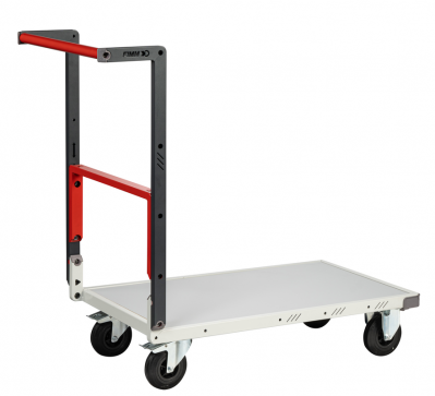 Chariot monté dossier repliable 850 x 500 mm plateau mélaminé roues CC 