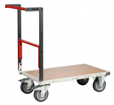 Chariot monté dossier repliable 850 x 500 mm plateau médium roues TPE 