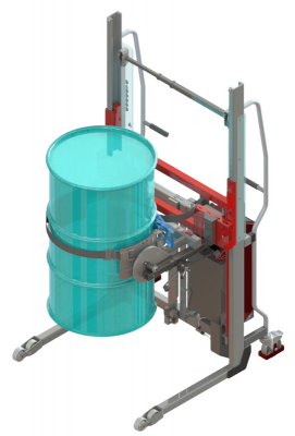 Gerbeur Lev600 à levée électrique avec accessoire Rotofûts, course de levée 1400 mm