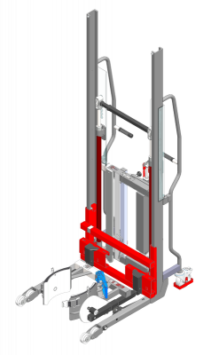 Gerbeur Lev600 à levée manuelle avec accessoire Rotofûts, course de levée 1700 mm
