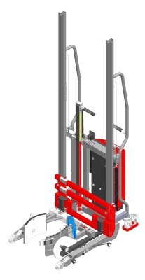 Gerbeur Lev300 à levée électrique avec accessoire Rotofûts, course de levée 1700 mm