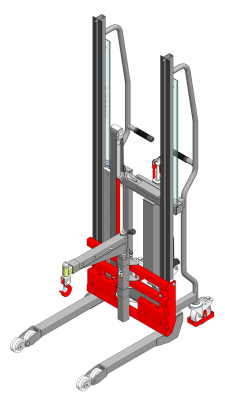 Gerbeur Lev300 à levée manuelle avec accessoire potence, course de levée 1400 mm