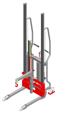 Gerbeur Lev300 à levée manuelle avec accessoire potence, course de levée 1700 mm