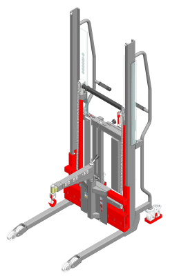 Gerbeur Lev600 à levée manuelle avec accessoire potence, course de levée 1400 mm