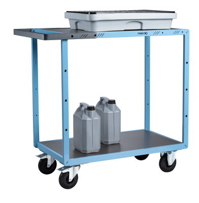 Servante mécano-soudée 2 plateaux tôle galva, 850 x 500 mm, roues CC