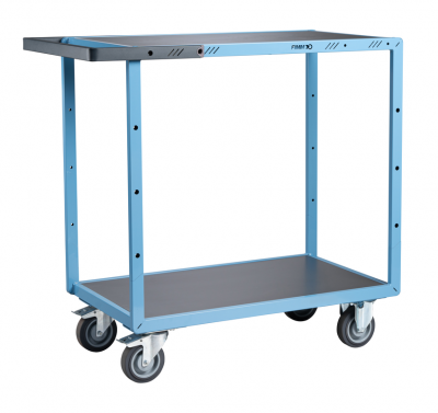 Servante mécano-soudée 2 plateaux tôle galva, 850 x 500 mm, roues TPE