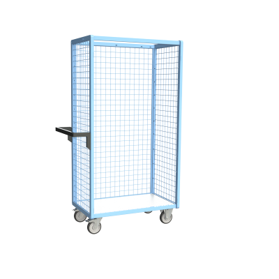 Servante grillagée 3 côtés, plateau bois, 850 x 500 mm