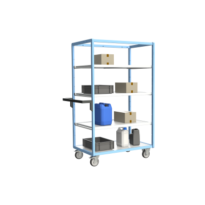 Servante multi-niveaux, avec 3 étagères, plateau bois, 1000 x 600 mm 