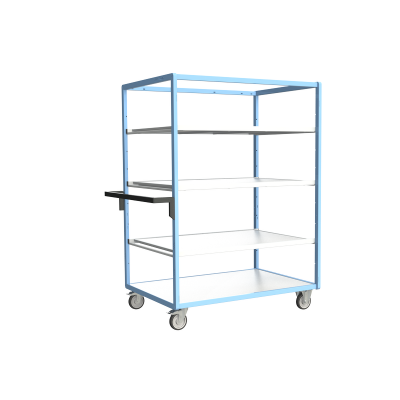 Servante multi-niveaux, avec 3 étagères, plateau bois, 1200 x 800 mm 