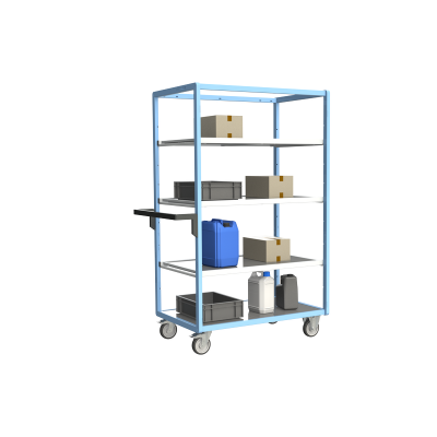 Servante multi-niveaux, avec 3 étagères, plateau tôle galva, 1000 x 600 mm 
