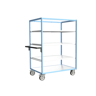 Servante multi-niveaux, avec 3 étagères, plateau bois, 1200 x 800 mm 