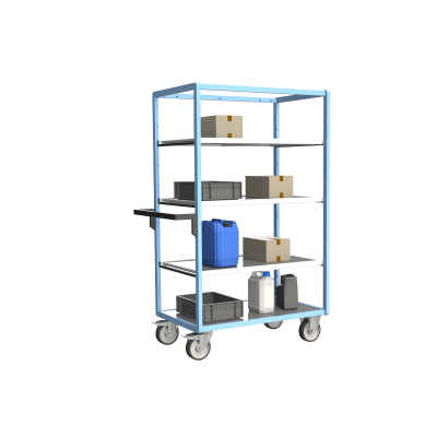 Servante multi-niveaux, avec 3 étagères, plateau tôle galva, 1000 x 600 mm 