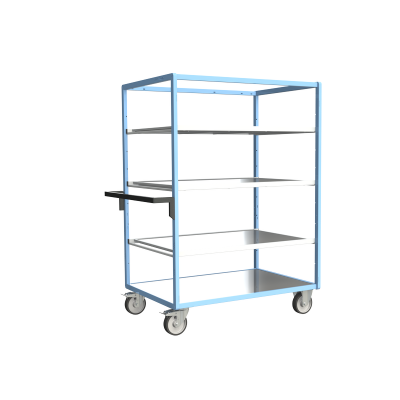 Servante multi-niveaux, avec 3 étagères, plateau tôle galva, 1200 x 800 mm 