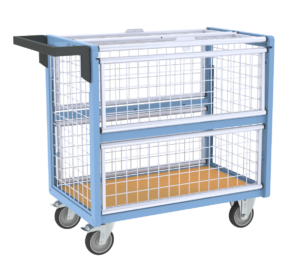 Chariots conteneurs grillagé avec toit 250 à 500 kg