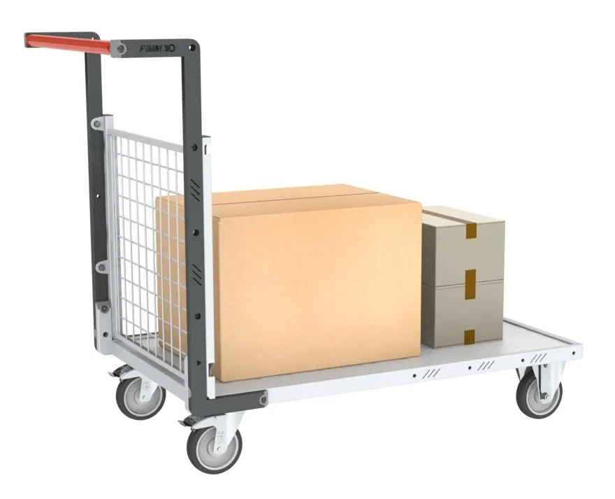 Chariots modulaires grillagé 1 dossier, plateau bois 250 kg