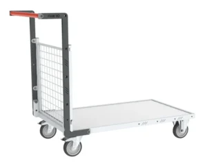 Chariots modulaires grillagé 1 dossier, plateau bois 250 kg - 835 x 500 mm