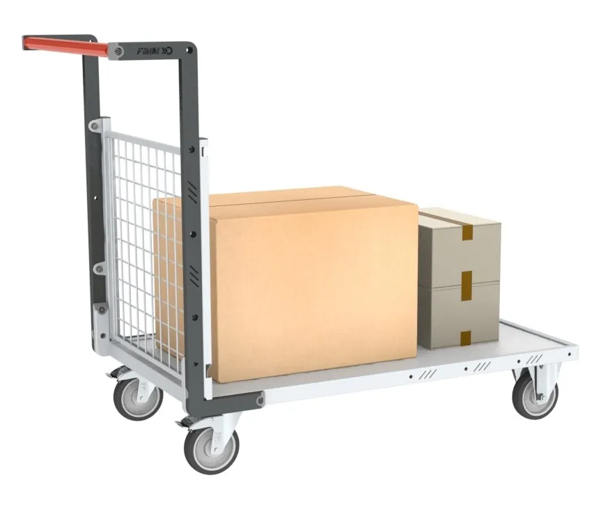 Chariots modulaires grillagé 1 dossier, plateau bois 250 kg