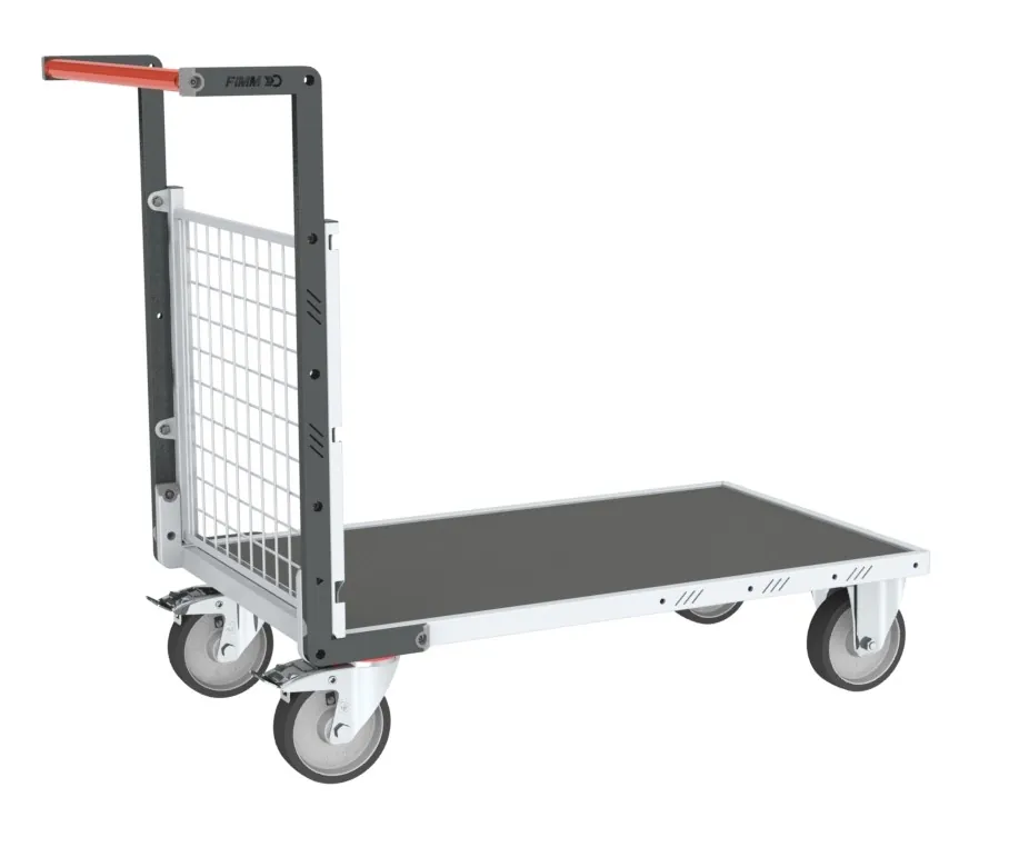 Chariots modulaires grillagé 1 dossier, plateau bois avec tapis caoutchouc 500 kg