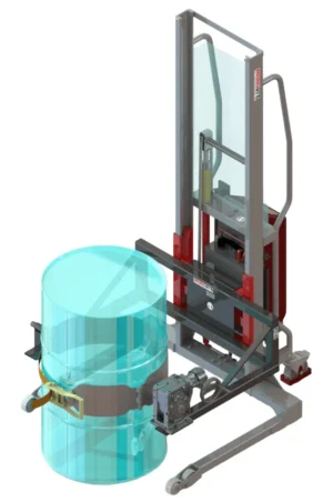 Gerbeur Levfix600 à levée électrique avec retourneur de fûts métallique 220 L, 350 kg
