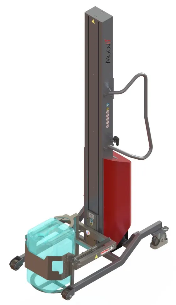 Gerbeurs Moovit à levée électrique avec Rotobidon, course de levée 1600 mm, 60 kg